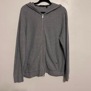 Theory Men's Waffle Knit Gray Zip-Up Sweater XL